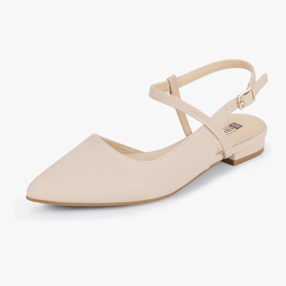 Pointed Toe Cream Slingback Flat - Picture 10 of 11
